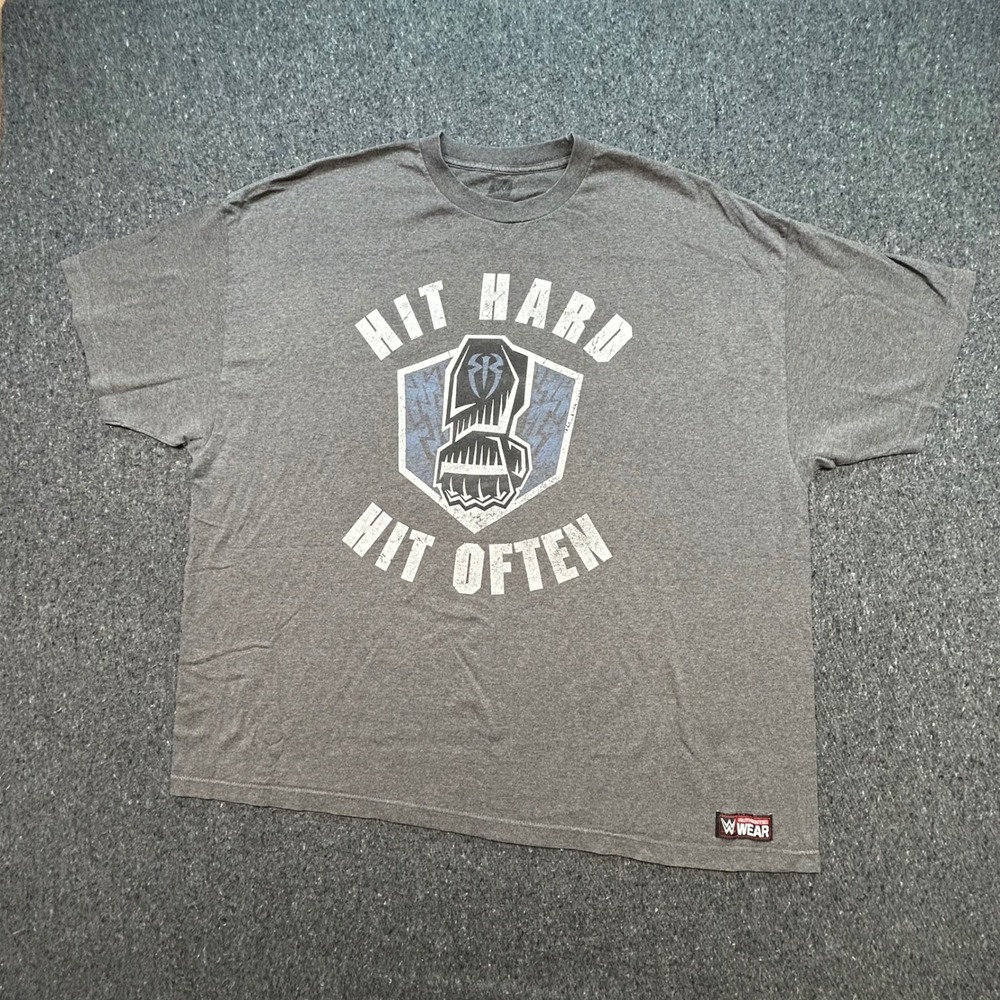 WWE Roman Reigns TShirt Sz 4XL Mens Gray Wrestling Believe That Hit Hard Graphic